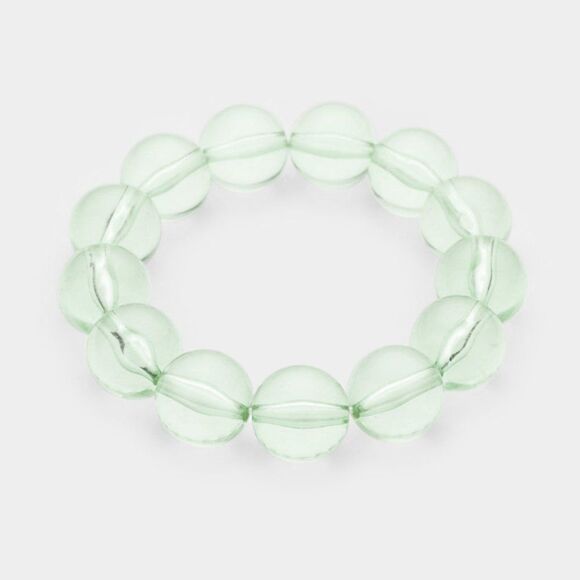 5/$25 Lucite Green Ball Stretch Bracelet - Picture 1 of 6